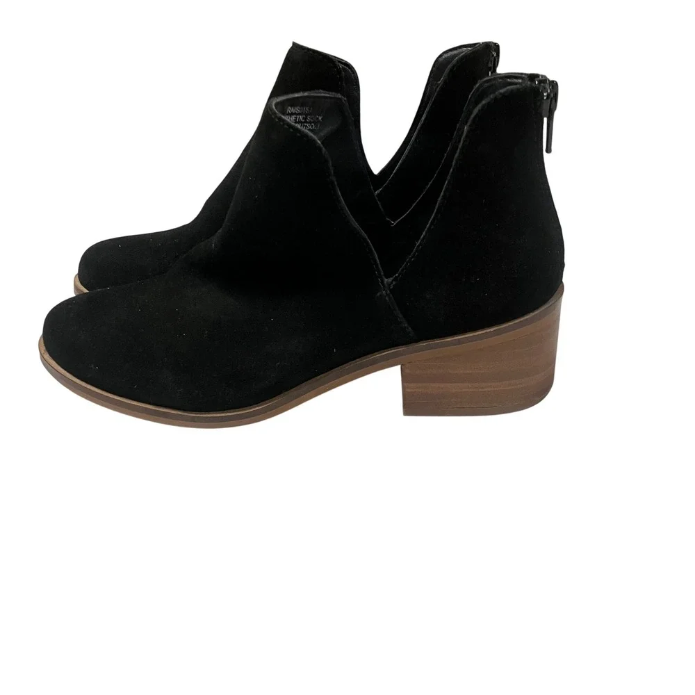 Steve Madden‎ Lancaster Black Suede V-Cut Ankle Boots Womens 6.5M Festival BOHO
